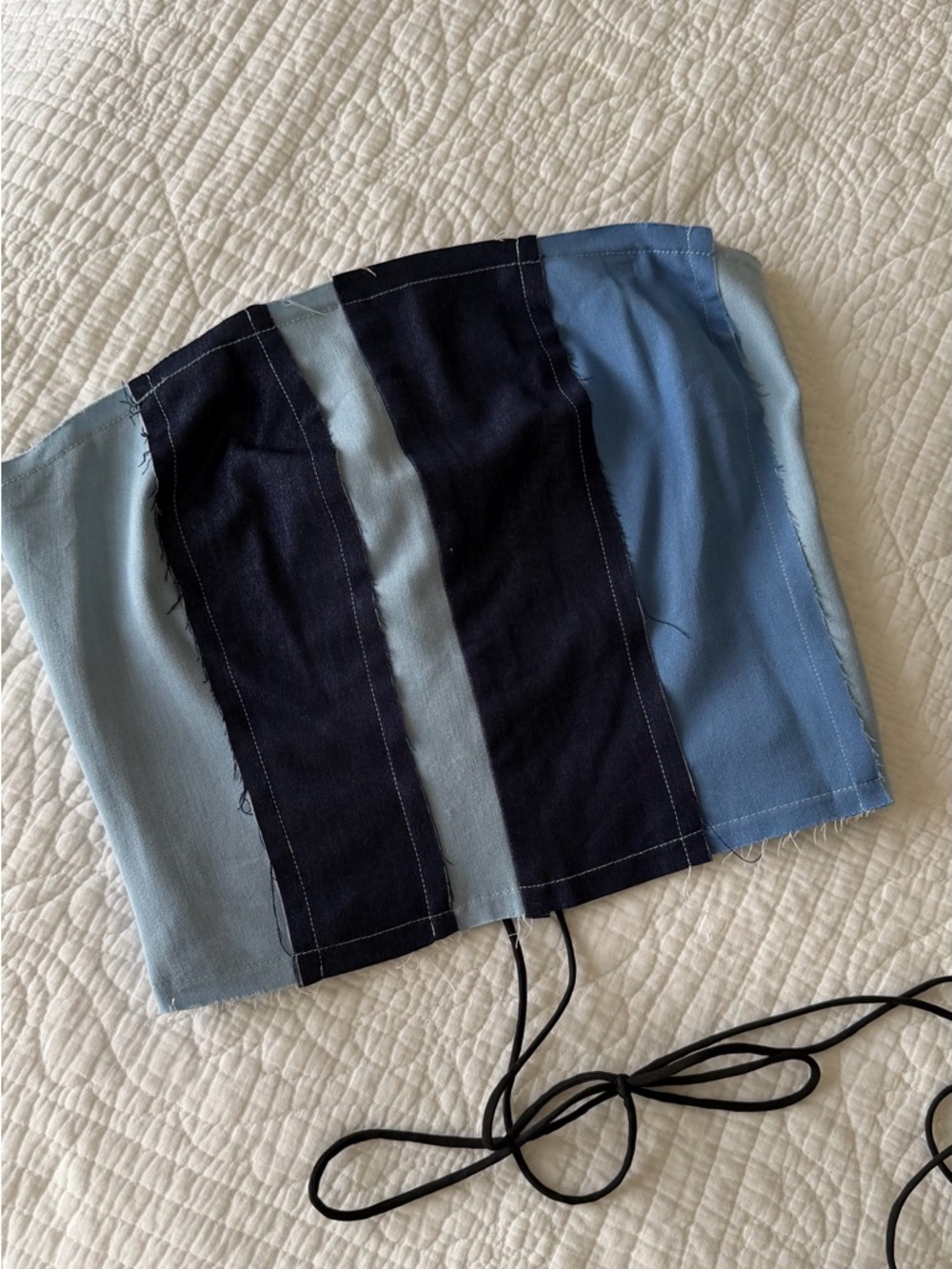 Denim Stripe Blue Corset Top - Picture 3 of 4